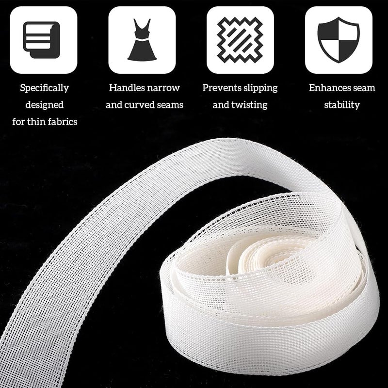 SYOSI 5.5 Yards Fishbone Hem Tape for Sewing, 1.37 Inch Wide Polyester Boning for Chiffon and Silk, Reusable Fabric Hemming Guide Strip for Beginners and Professionals - Image 2