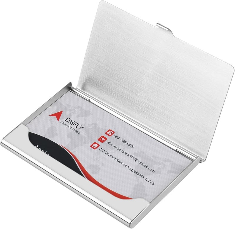 DMFLY Business Card Holder, Slim Business Card Case for Men & Women, Pocket Metal Card Case, Professional Stainless Steel Business Card Holders, Purse Name Card Holder, Buckle Style Shut - Image 2