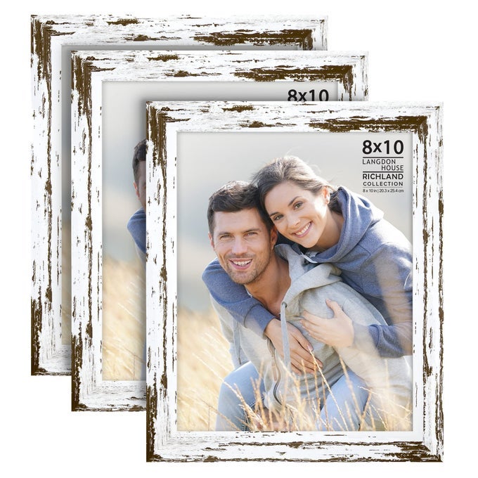 8X10 PICTURE FRAMES DISTRESSED WHITE 3 PACK FARMHOUSE STYLE RICHLAND COLLECTION