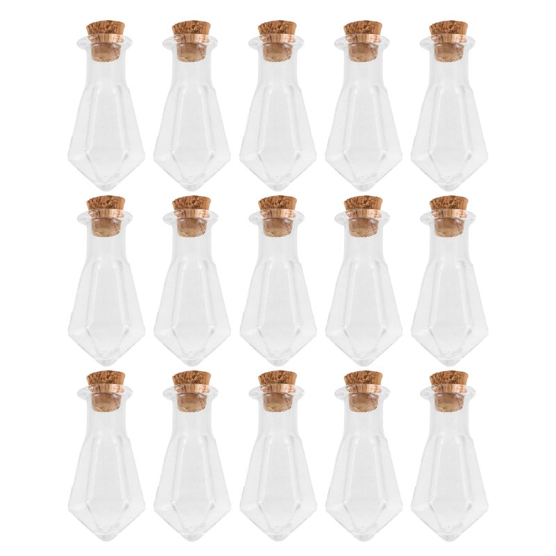 15pcs Mini Glass Wish Bottles With Cork Lids - Tiny Empty Clear Message Jars For Diy Crafts -Glass Vials Transparent Wishing Bottles - Image 1