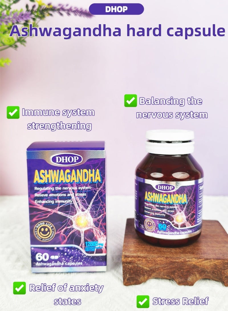 DHOP Ashwagandha Effective prevention of depression, relieve emotions and stress, boost immunity, improve sleep quality, 60 capsules Effective prevention of depression, relieve emotions and stress, boost immunity, improve sleep quality, 60 capsules - Image 4