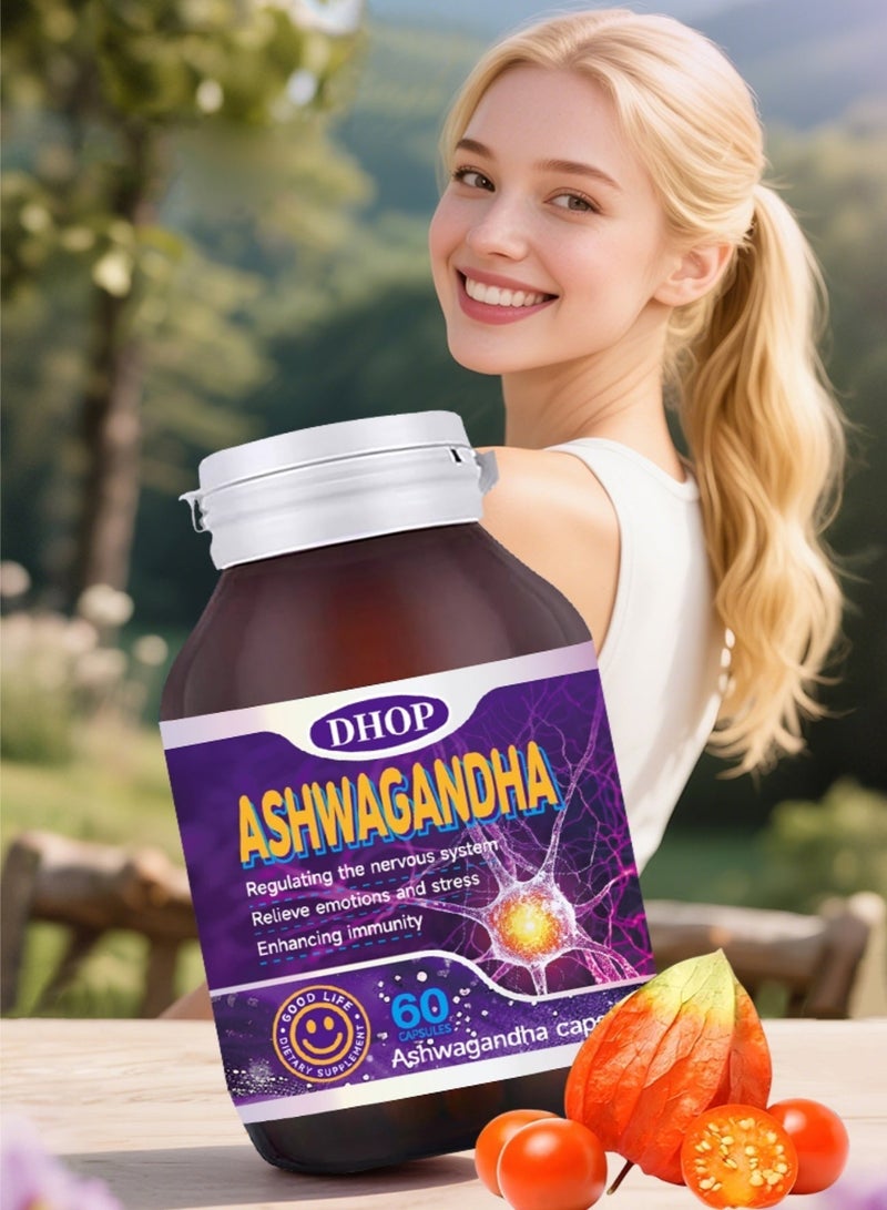 DHOP Ashwagandha Effective prevention of depression, relieve emotions and stress, boost immunity, improve sleep quality, 60 capsules Effective prevention of depression, relieve emotions and stress, boost immunity, improve sleep quality, 60 capsules - Image 3
