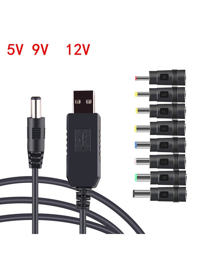 USB Power Boost Line 5V To DC9 V/12V Boost Converter Line With 8DC Head Multi-function Transfer Line-Color:9v Cable + 8 Heads - Image 2
