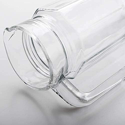 BSCART 1100 ml Glass Jug Pitcher with Plastic lid, Juice Pitcher Water jug hot Cold Water ice Tea, Milk and Juice Beverage Carafes 1.1 LTR, Carafe with Handle Transparent  - Image 5