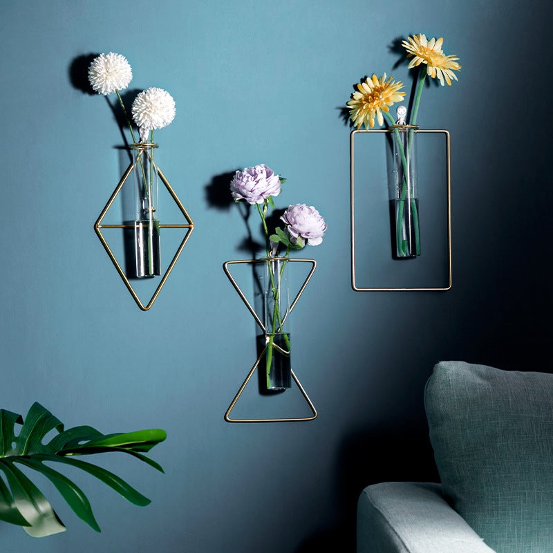Scandinavian Creative Wall Decoration Pendant Glass Vase Iron Wall-Mounted Room Wall Wall - Image 4