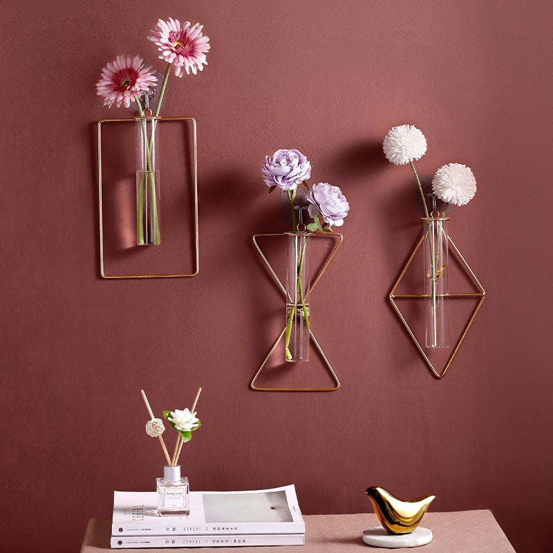 Scandinavian Creative Wall Decoration Pendant Glass Vase Iron Wall-Mounted Room Wall Wall - Image 3