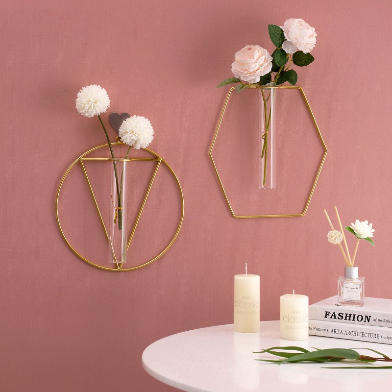 Scandinavian Creative Wall Decoration Pendant Glass Vase Iron Wall-Mounted Room Wall Wall - Image 2
