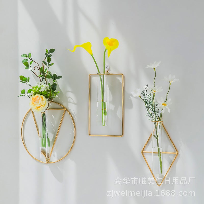 Scandinavian Creative Wall Decoration Pendant Glass Vase Iron Wall-Mounted Room Wall Wall - Image 5