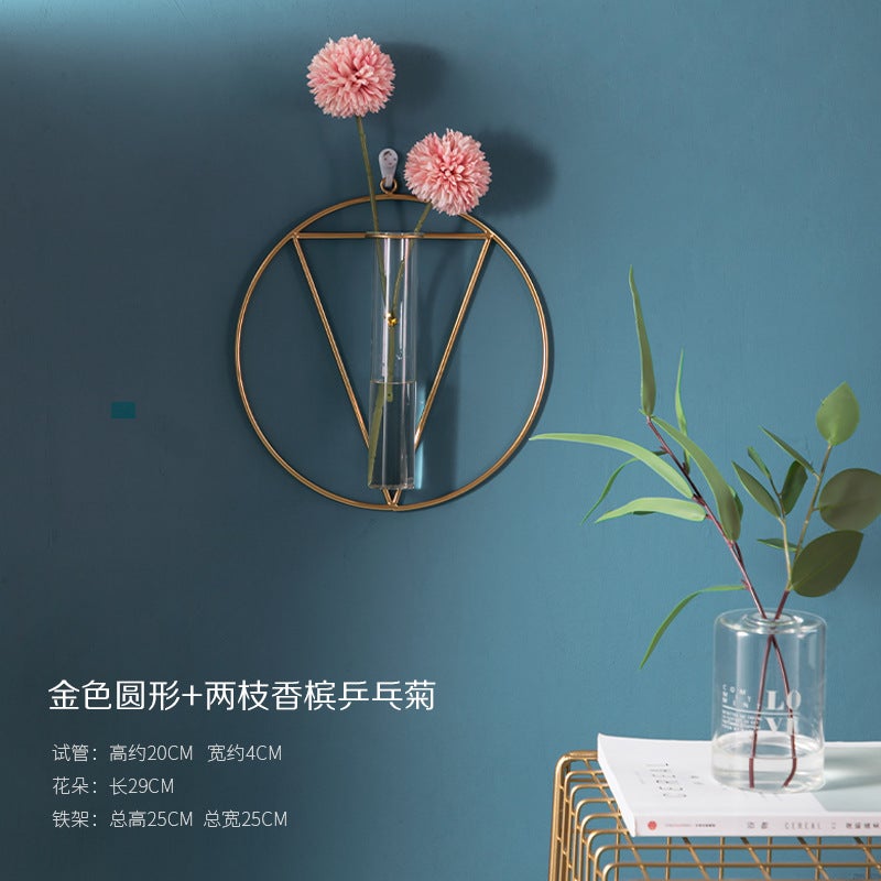 Scandinavian Creative Wall Decoration Pendant Glass Vase Iron Wall-Mounted Room Wall Wall - Image 1