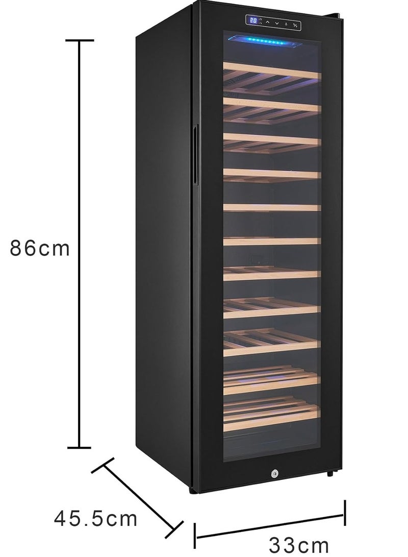 فيبارتي ثلاجة بسعة 46 زجاجة مع ضاغط احترافي، مصنوعة من الفولاذ المقاوم للصدأ والزجاج المقسّى، مدمجة أو قائمة بذاتها للمنزل أو المطبخ أو المكتب (سعة 138 لترًا) - Image 4