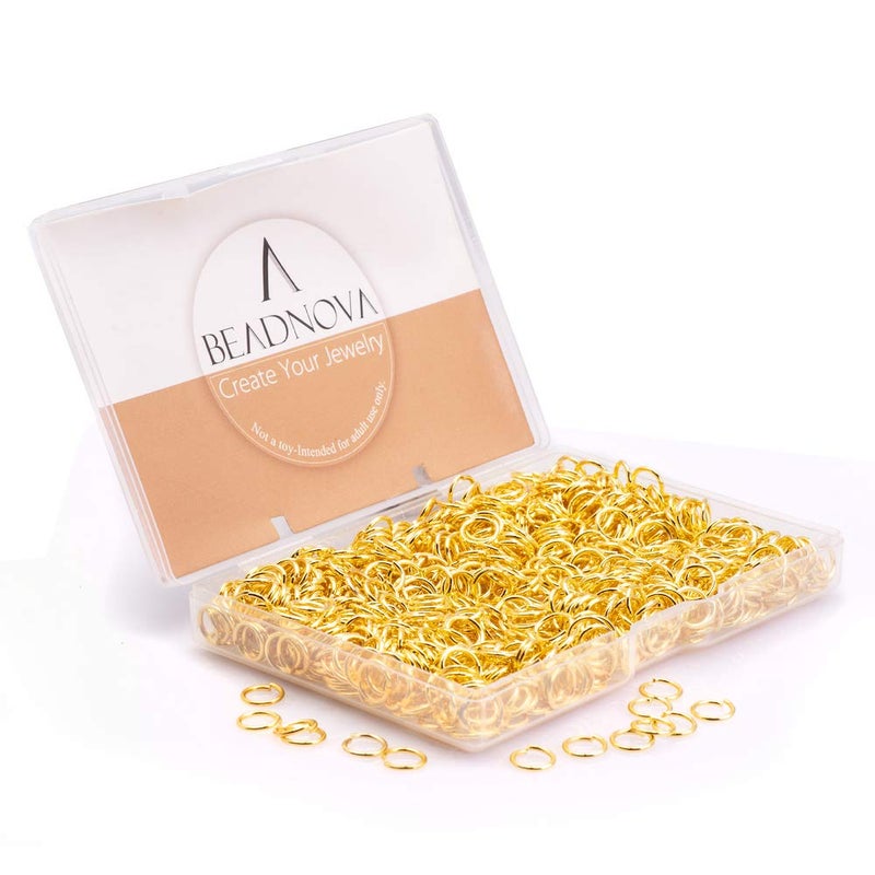 BEADNOVA 8mm Open Jump Rings Gold Jump Rings for Jewelry Making and Keychains 900Pcs