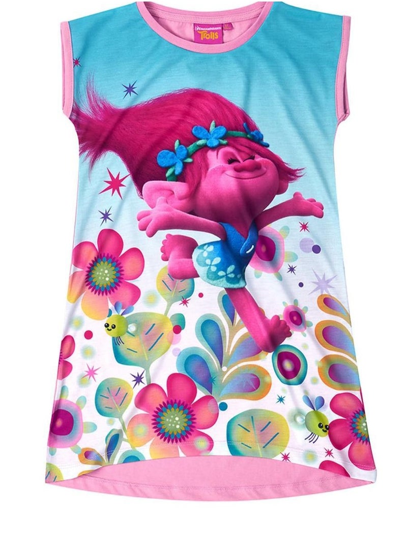 KIDS TV trolls girlish nightgown BLUE 