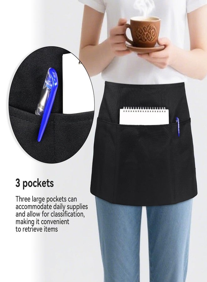 Bilkeru 2 Pack Water-Resistant Server Aprons with 3 Pockets, Black Waist Aprons for Kitchen Waiter Waitress - Image 5