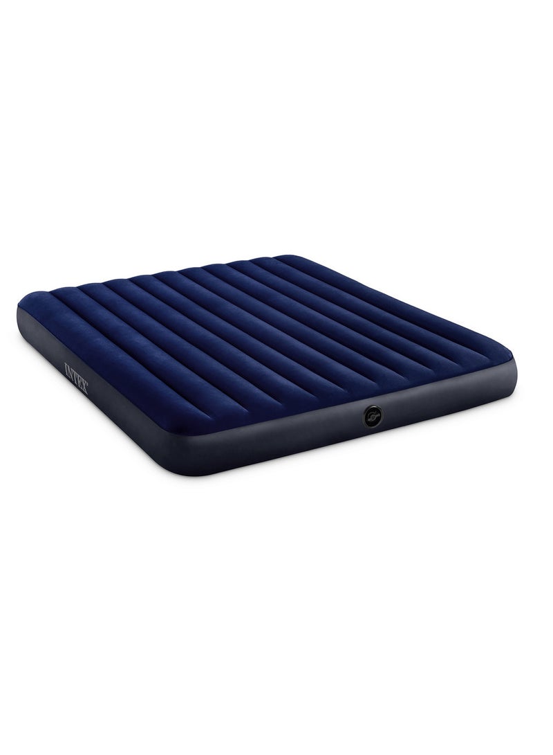 INTEX King Dura-Beam® Series Classic Downy Airbed 1.83x2.03m x 25cm – Blue and Black Combination, Fiber-Tech® Technology, Plush Top, Quick Inflation - Image 1
