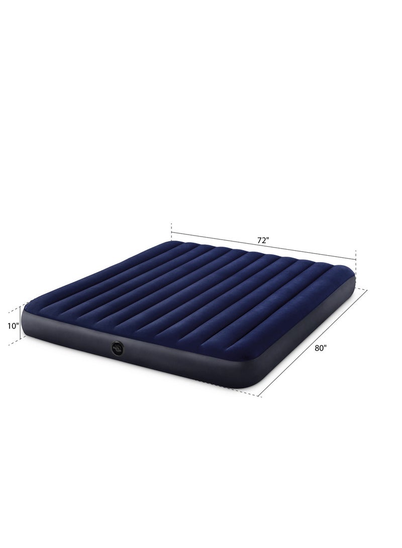 INTEX King Dura-Beam® Series Classic Downy Airbed 1.83x2.03m x 25cm – Blue and Black Combination, Fiber-Tech® Technology, Plush Top, Quick Inflation - Image 2