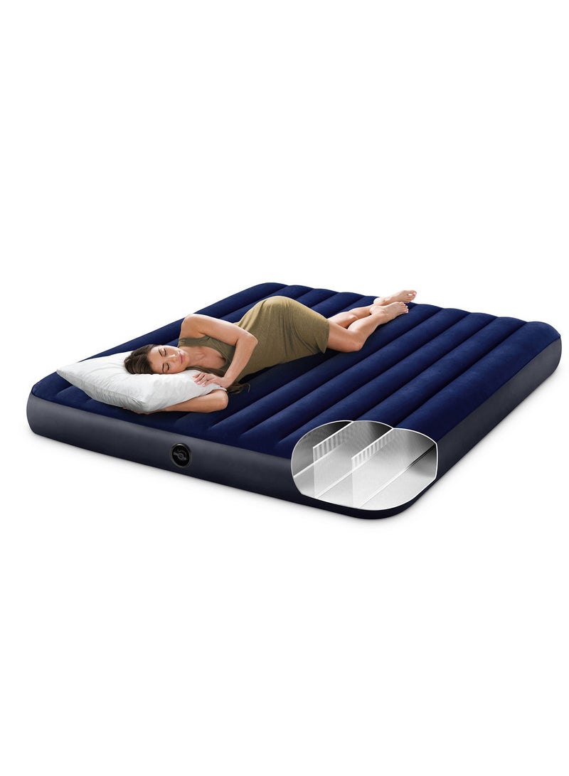 INTEX King Dura-Beam® Series Classic Downy Airbed 1.83x2.03m x 25cm – Blue and Black Combination, Fiber-Tech® Technology, Plush Top, Quick Inflation - Image 3
