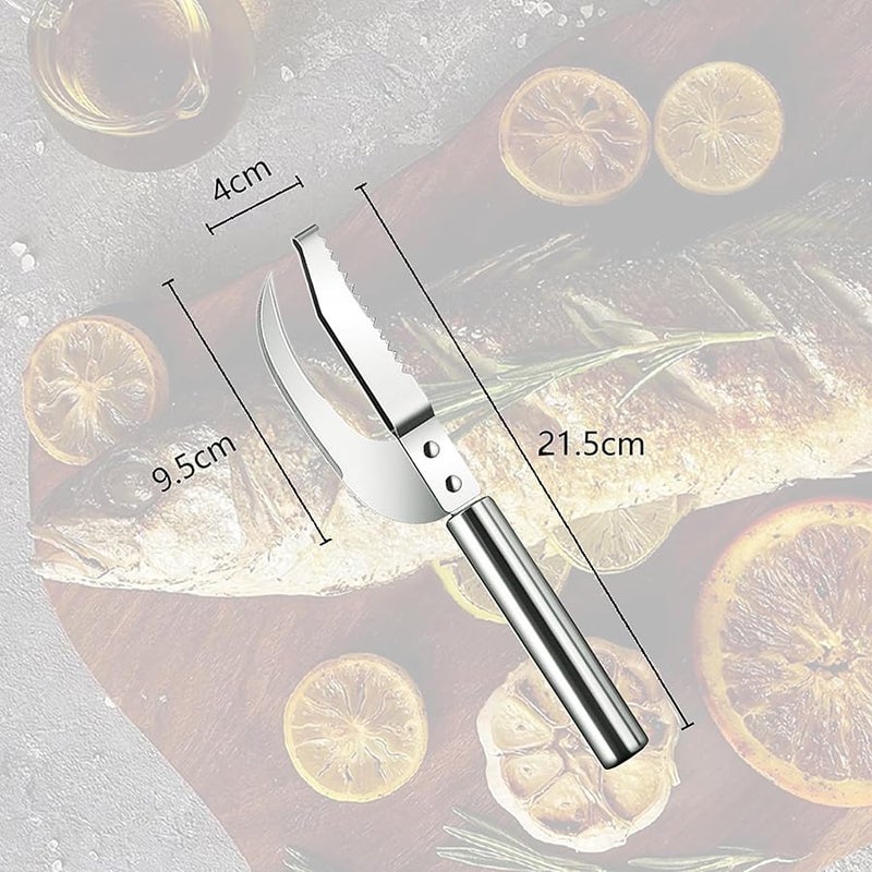 Fauppt Fish Scales Scraping Tool, Multifunction Stainless Steel Fish Scale Knife Fish Cleaning Kit,Fish Scale Remover for Home Market Restaurant Use (1pc) - Image 4