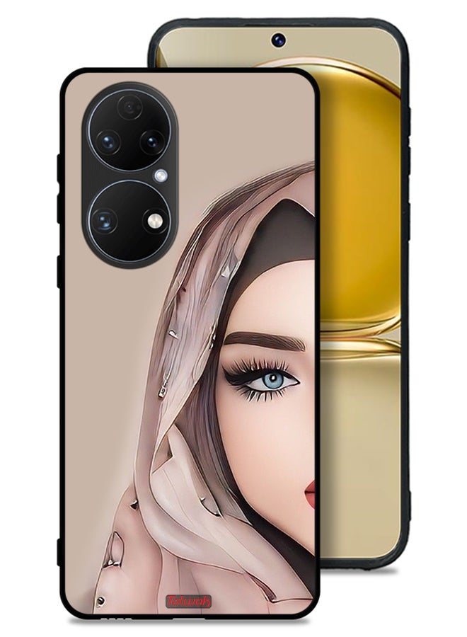 Tolwak Huawei P50 Protective Case Cover Half Face Girl Art - Image 1