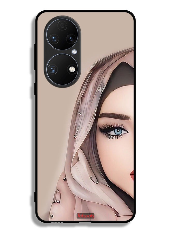 Tolwak Huawei P50 Protective Case Cover Half Face Girl Art - Image 2