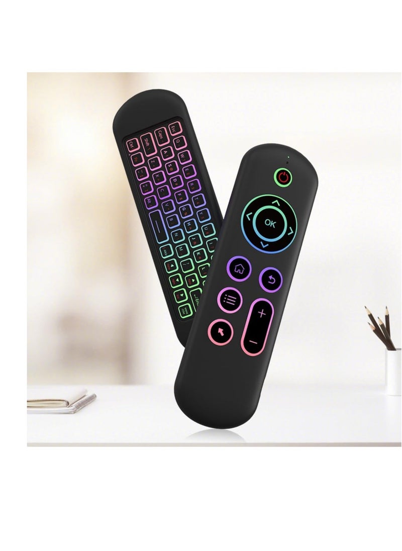 Generic - M5 Air Mouse Keyboard Remote Rechargeble 2.4G+BT5.2 Mini Wireless Keyboard Flying Mouse Remote 7 Color Backlit Motion Sensing for Android TV Box/PC/Smart TV - Image 1