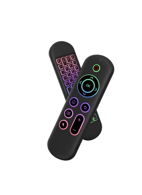 M5 Air Mouse Keyboard Remote Rechargeble 2.4G+BT5.2 Mini Wireless Keyboard Flying Mouse Remote 7 Color Backlit Motion Sensing for Android TV Box/PC/Smart TV