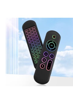 ماركة غير محددة لوحة مفاتيح M5 Air Mouse قابلة لإعادة الشحن 2.4G+BT5.2 لوحة مفاتيح لاسلكية صغيرة فأرة طائرة عن بعد 7 ألوان استشعار الحركة بإضاءة خلفية لصندوق تلفزيون Android/الكمبيوتر الشخصي/التلفزيون الذكي  - Image 3