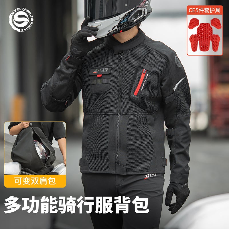 Star Knight Miller Motorcycle Riding Jacket Convertible Backpack Summer Breathable Men's SKJ871 - Image 3