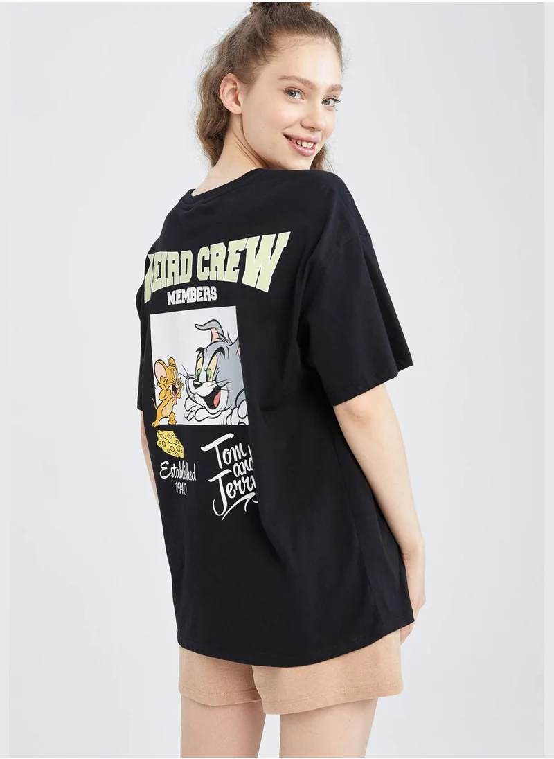 DeFacto Oversized Short Sleeve Tom & Jerry Print T-Shirt