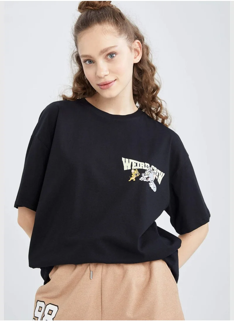 DeFacto Oversized Short Sleeve Tom & Jerry Print T-Shirt
