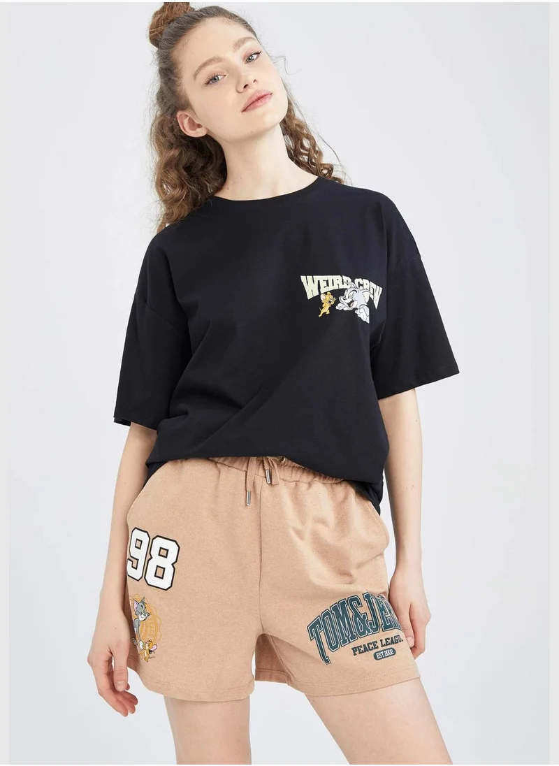 DeFacto Oversized Short Sleeve Tom & Jerry Print T-Shirt