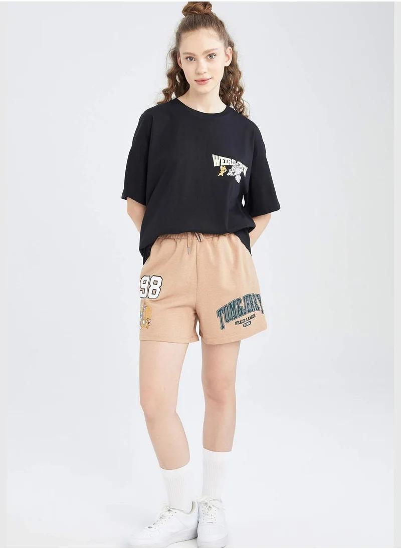 DeFacto Oversized Short Sleeve Tom & Jerry Print T-Shirt