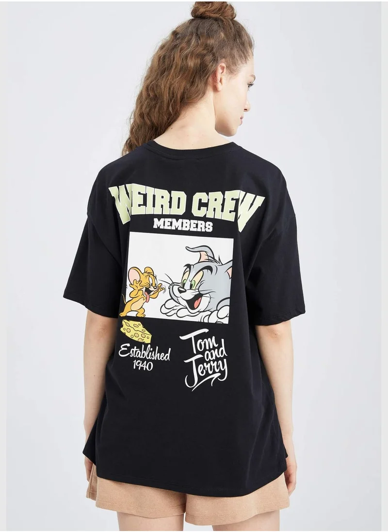 DeFacto Oversized Short Sleeve Tom & Jerry Print T-Shirt