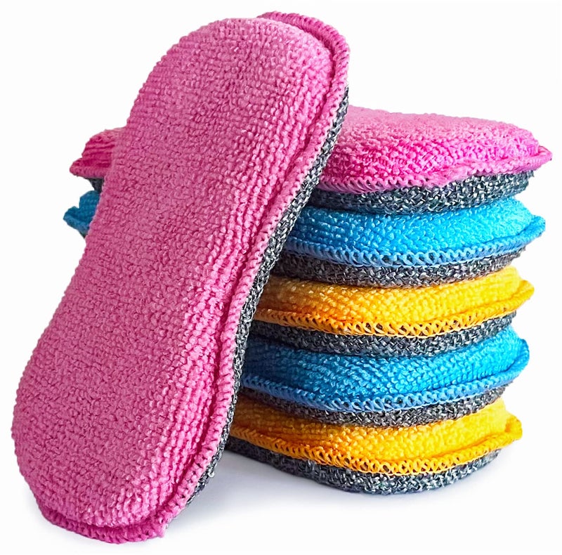 UPSTAR Dish Sponges Kitchen Microfiber Cleaning Scrubber for Dishwashing Sink Basin and MultiPupose NonScratch Pack of 6