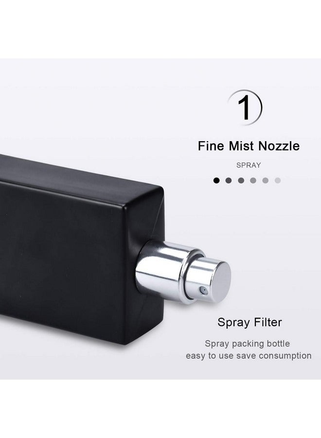 Beauenty 2 pcs Travel Refillable Glass Perfume Bottle Portable Square Empty Glass Perfume Atomizer Bottle 30ml/1 oz. Spray Glass Bottle Atomizer Container,Black+White - Image 4