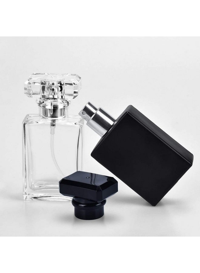 Beauenty 2 pcs Travel Refillable Glass Perfume Bottle Portable Square Empty Glass Perfume Atomizer Bottle 30ml/1 oz. Spray Glass Bottle Atomizer Container,Black+White - Image 2