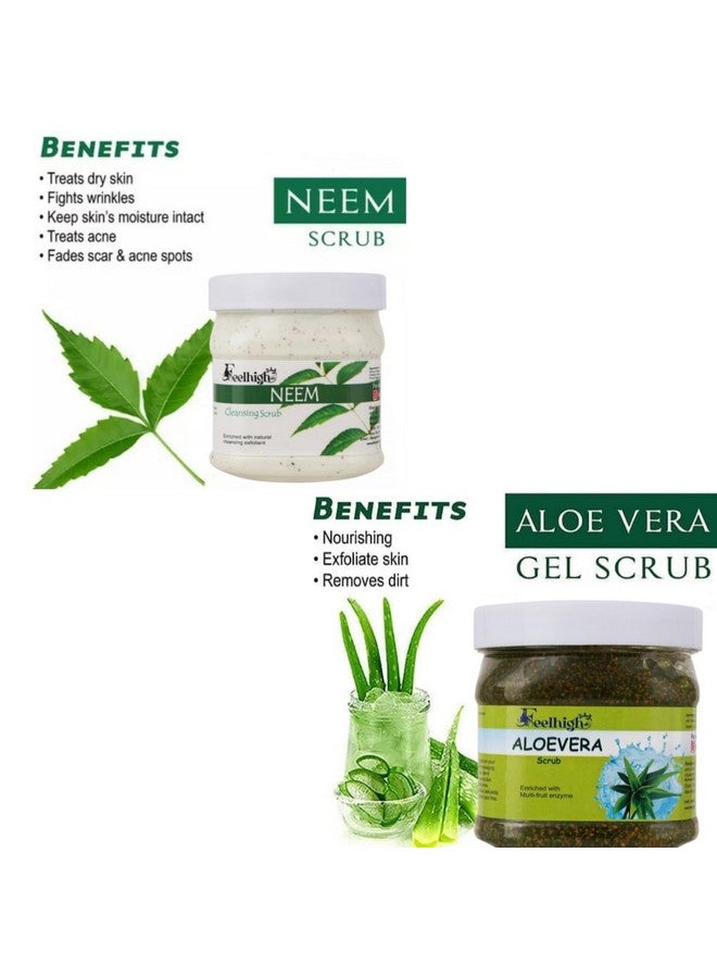 FEELHIGH Face & Body Neem Scrub Helps to Deep Cleansing Scrub Enriched Natural Neem Extract-500ml And Aloevera Scrub Enriched with Aloevera Extract 500ml Men & Women - Image 2