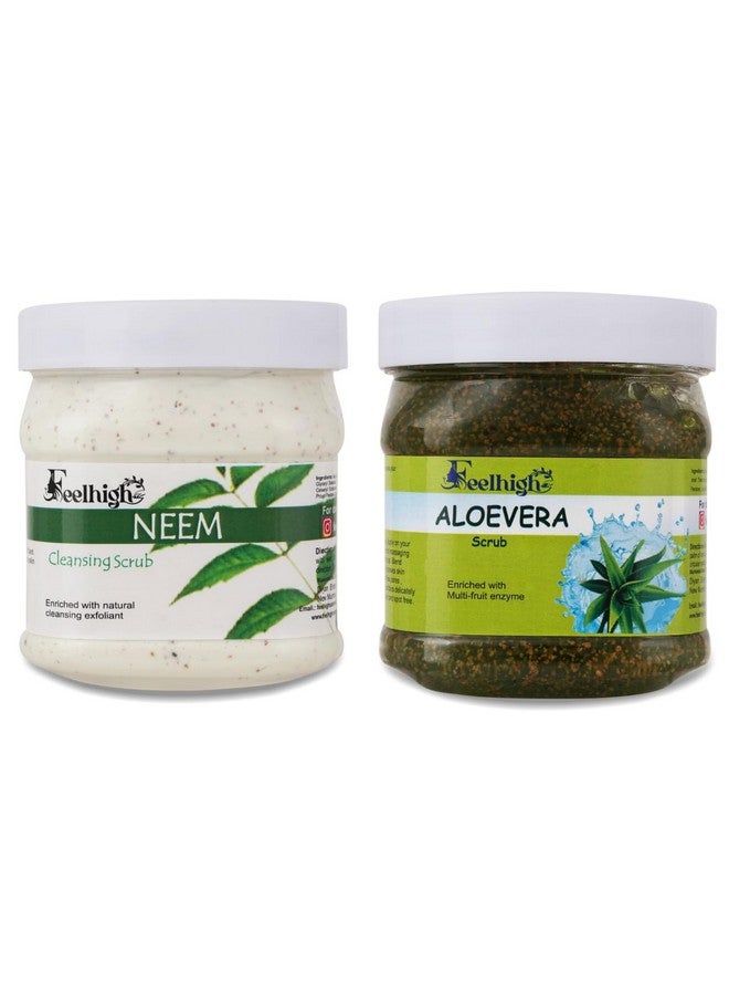 FEELHIGH Face & Body Neem Scrub Helps to Deep Cleansing Scrub Enriched Natural Neem Extract-500ml And Aloevera Scrub Enriched with Aloevera Extract 500ml Men & Women - Image 1