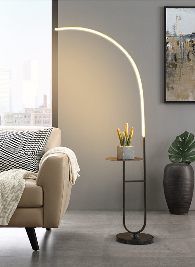 OneLight Adjustable LED Floor Lamp, Versatile Lighting with Remote Control & Sleek Black Metal Shelf - Smooth Stepless Dimming Feature - Image 4