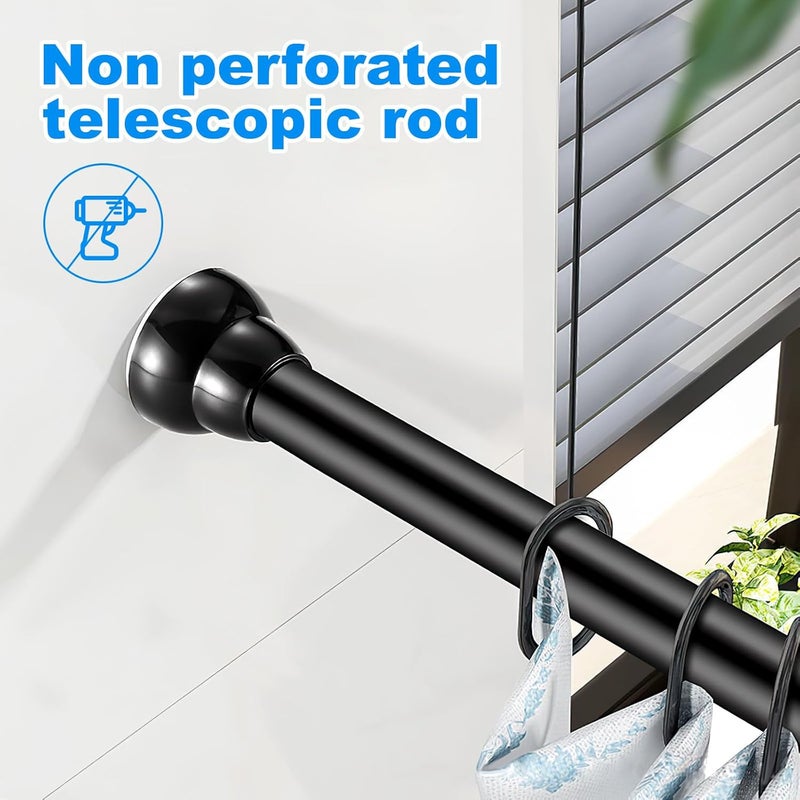 Tension Shower Curtain Rod 30-45cm Adjustable Telescopic Stainless Steel Pole No-drill Installation Clothes Hanging Rod for Indoor Bathroom and Bedroom - Image 3