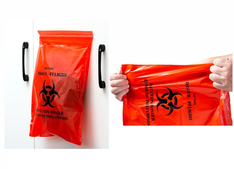 Moyite Biohazard Bags Small with Strong Adhesive Strip for Lab,Tattoo Parlors, Clinics and Home,Rip Proof,1.57 Mil,50 Count - Image 2