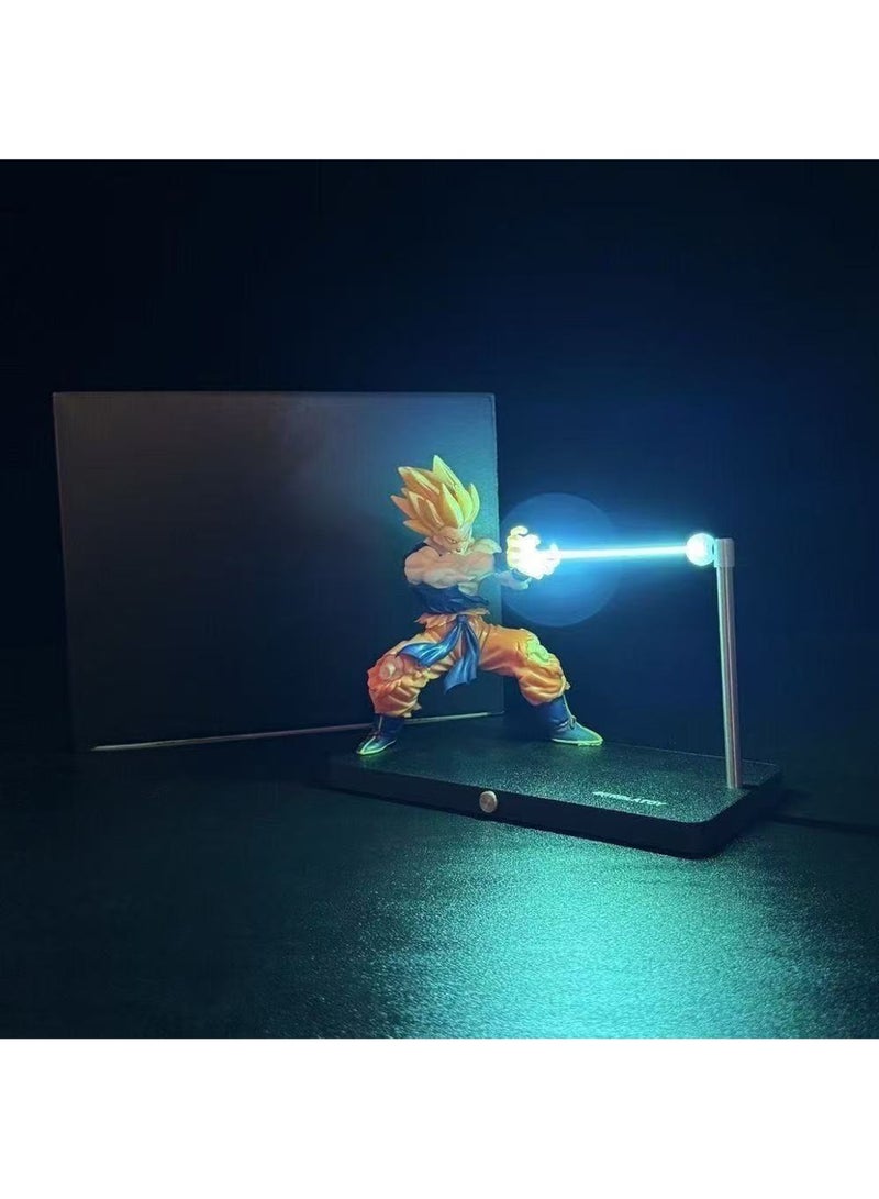 Super Saiyan Night Light, LED Wave Effect, Magnetic Display Stand (Blue) - Image 3