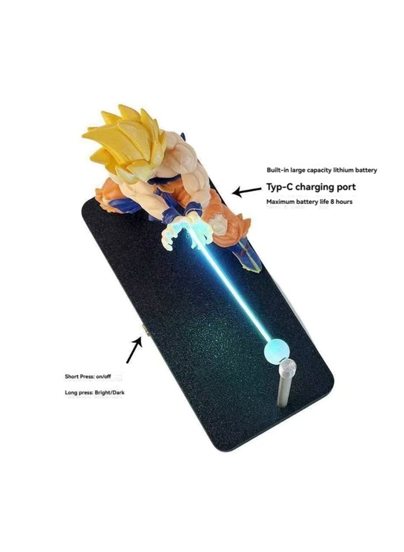 Super Saiyan Night Light, LED Wave Effect, Magnetic Display Stand (Blue) - Image 2