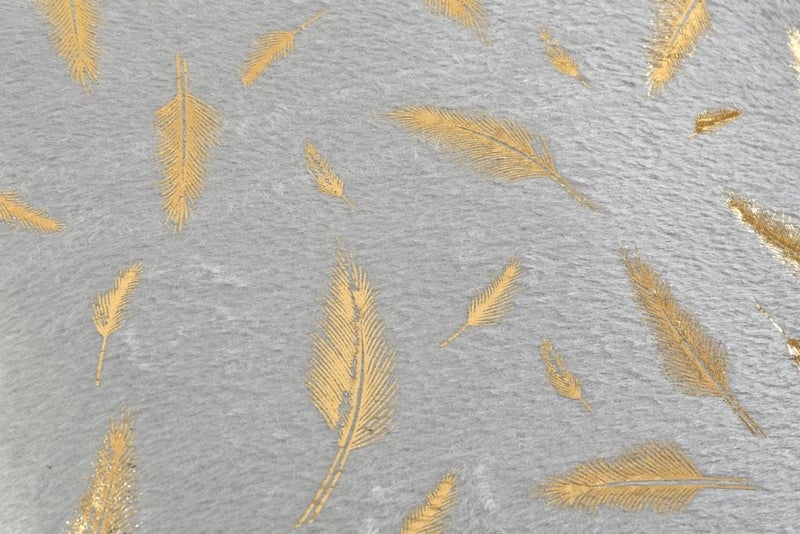 HOMECROWN Velvet Cushion Covers 16x16 Inch – Set of 3 Pcs, Golden Feather Print, Soft Faux Fur Decorative Throw Pillow Covers for Sofa, Couch, Bed, Living Room (Grey) - Image 4
