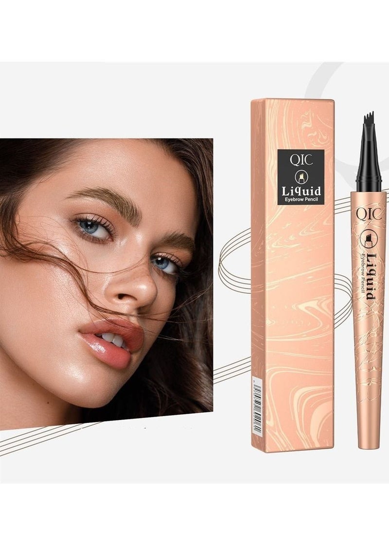 QIC - Liquid Waterproof Eyebrow Pencil Smudge Proof Brow Pencil with 4 Tip Microblade Eyebrow Pen Long Lasting Natural Eyebrow Pencils for Women Light Coffee #1 - Image 1