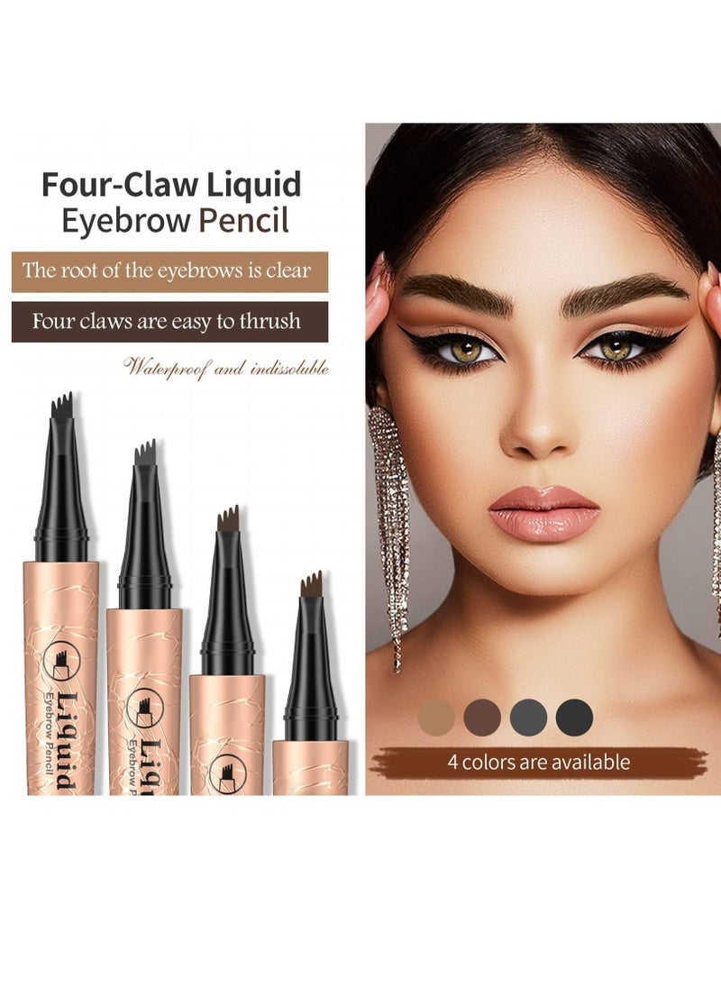 QIC - Liquid Waterproof Eyebrow Pencil Smudge Proof Brow Pencil with 4 Tip Microblade Eyebrow Pen Long Lasting Natural Eyebrow Pencils for Women Light Coffee #1 - Image 1