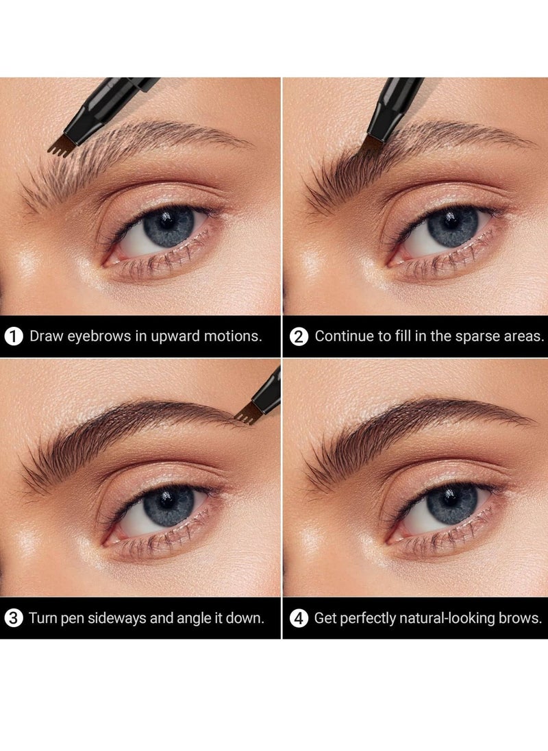 QIC - Liquid Waterproof Eyebrow Pencil Smudge Proof Brow Pencil with 4 Tip Microblade Eyebrow Pen Long Lasting Natural Eyebrow Pencils for Women Light Coffee #1 - Image 1