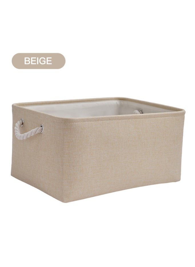 Generic Collapsible Rectangular Storage Basket with Handles, Storage Bins Organizer Basket Used for Organizing Shelves, Closets, Clothes, and Toy, Beige  - Image 4