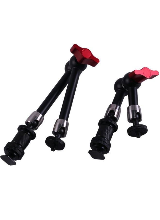 Double Ball Head Universal Bracket SLR Camera Monitor Magic Handle Strange Hand Hot Boot Bracket Pea Clip Strange Hand-Color:11inch Stainless Steel Red - Image 1