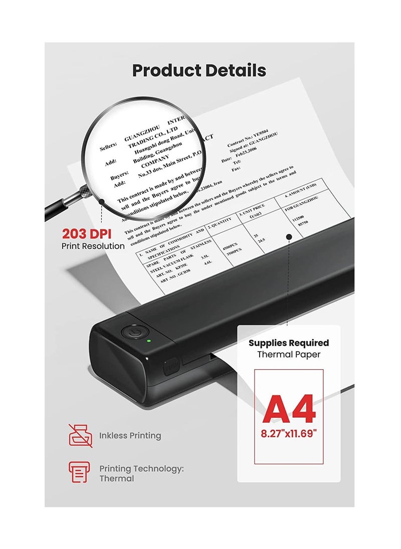 Generic - Portable Bluetooth Wireless M80F-A4 Thermal Mobile-Printer, Compact Inkless Printer for Travel, Support Phone & Laptop, Small Printers for Home Use Vehicles Office School Stencils - Image 1