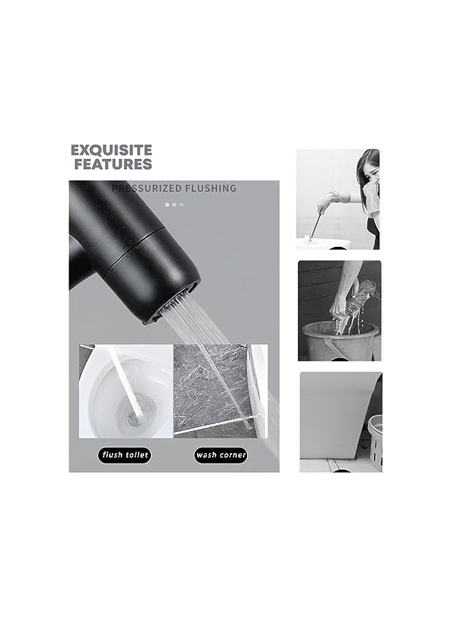 The Bros Handheld Bidet Sprayer for Toilet, ABS Adjustable Pressure Bidet Faucet Diaper Sprayer Set with Hose Attachment for Bathroom，Black - Image 5